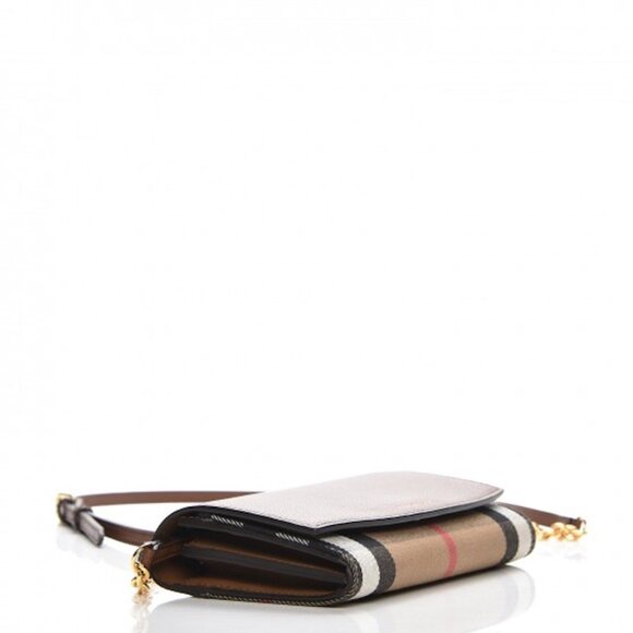 NWT BURBERRY HOUSE CHECK DERBY LEATHER CANVAS HENLEY CROSSBODY BAG CLUTCH - Picture 4 of 10